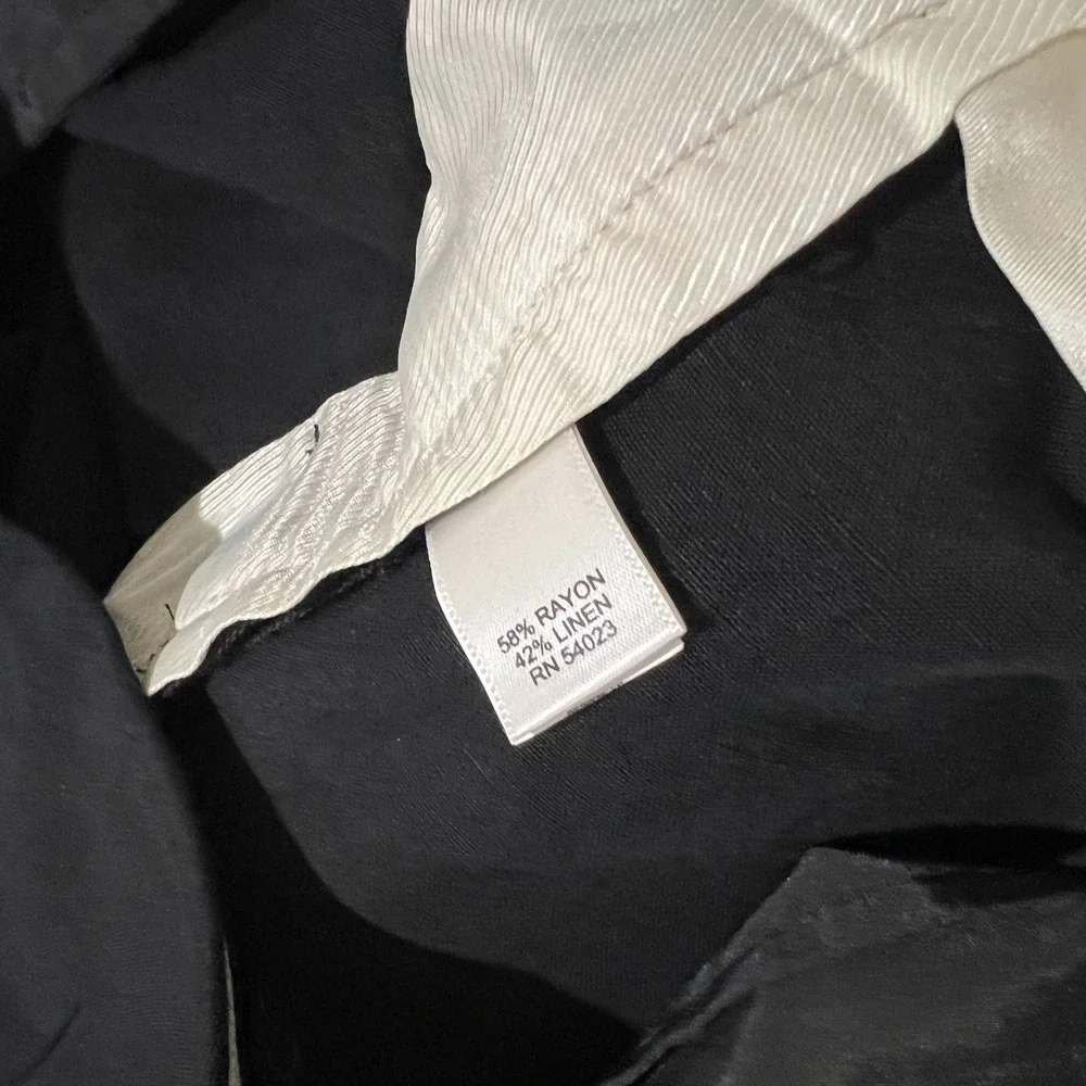 Banana Republic Womens Black Linen Blend Wide-Leg Pants Summer Office Siren 8